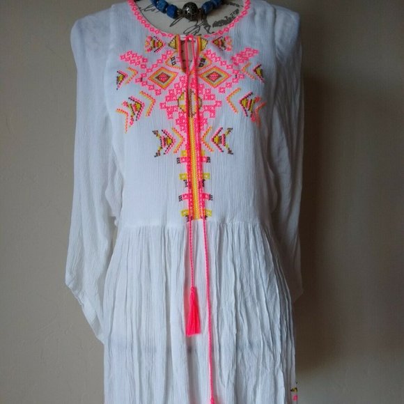 Uncle Frank Tops - Uncle Frank Rayon Boho Tunic Blouse Embroidered